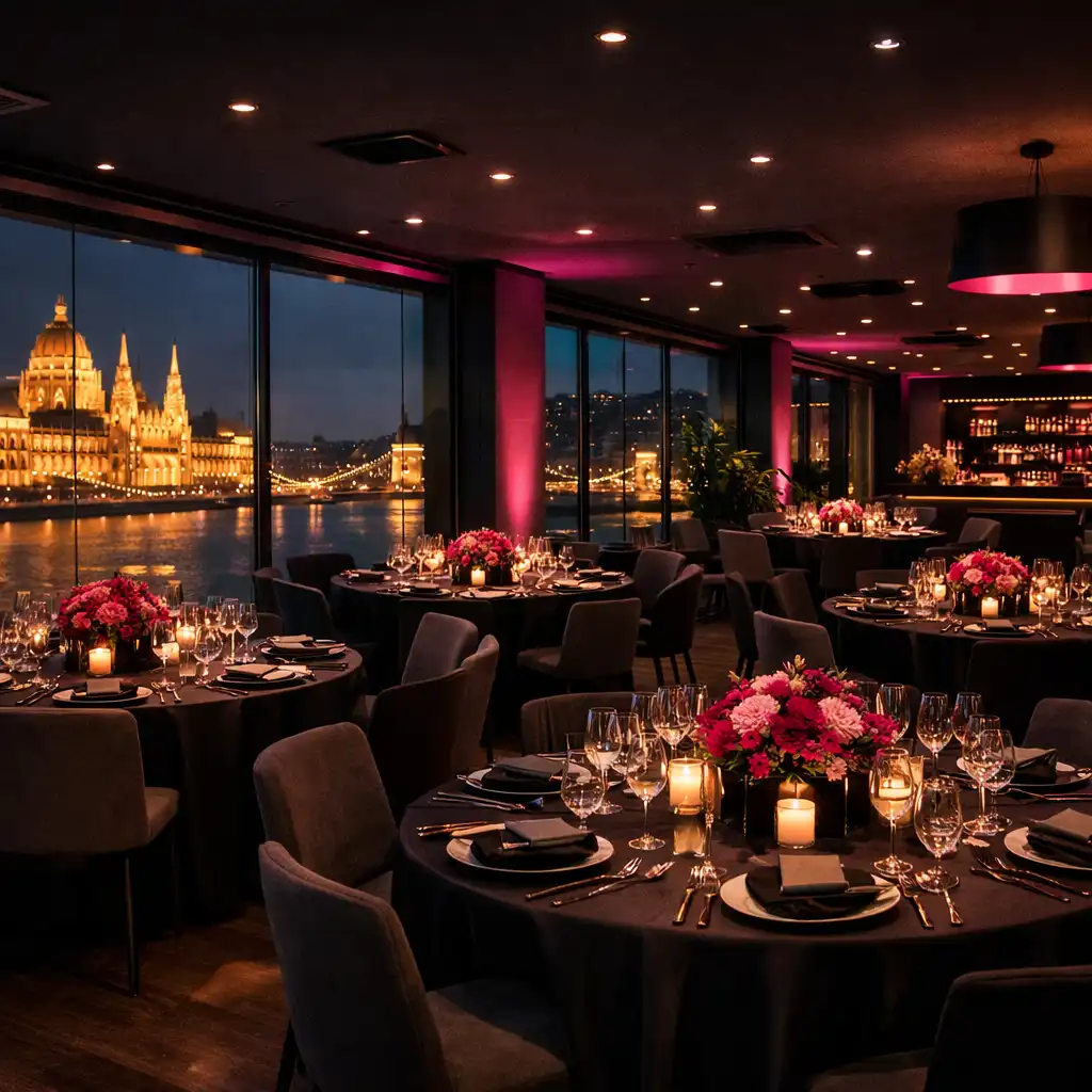 Elegáns, esti hangulatú céges rendezvény az Event Lounge HU budapesti helyszínén