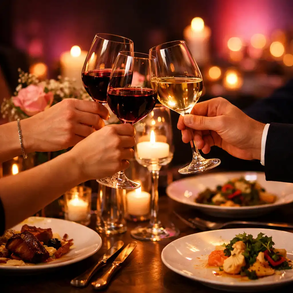 Prémium borvacsora elegáns terítéssel és hangulatos fényekkel az Event Lounge HU-ban